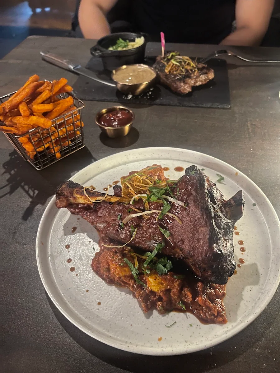 Braised Lamb Steak and Sweet Potato Chips