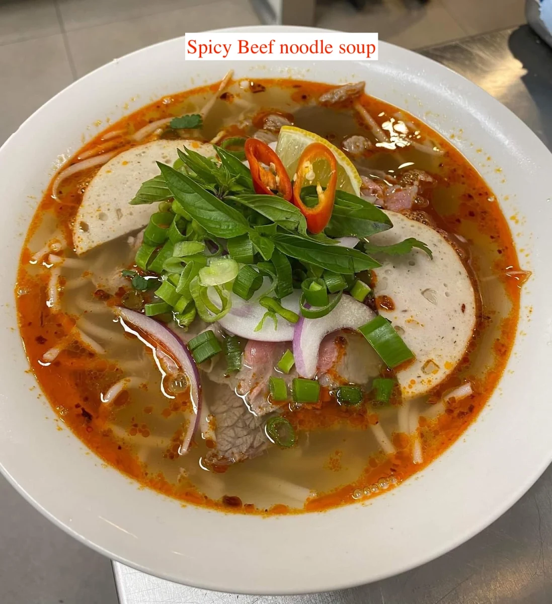 Spicy Beef Noodles Soup Bun Bo Hue