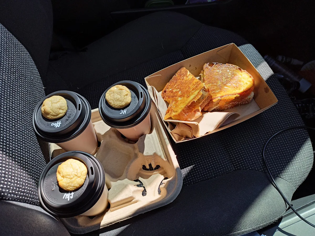 Ham and Cheese Toasted Sandwich and Coffee