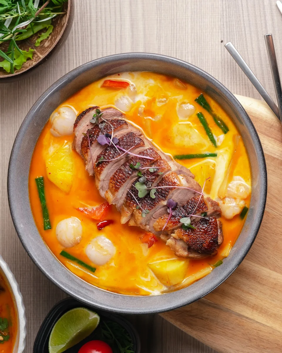 Roasted Duck Red Curry with Lychee and Pneapple