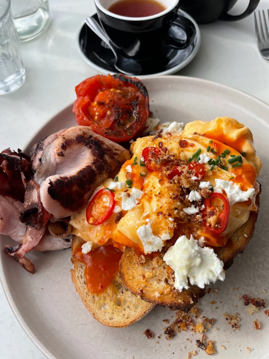 Chilli Scrambled Eggs with Sides of Bacon