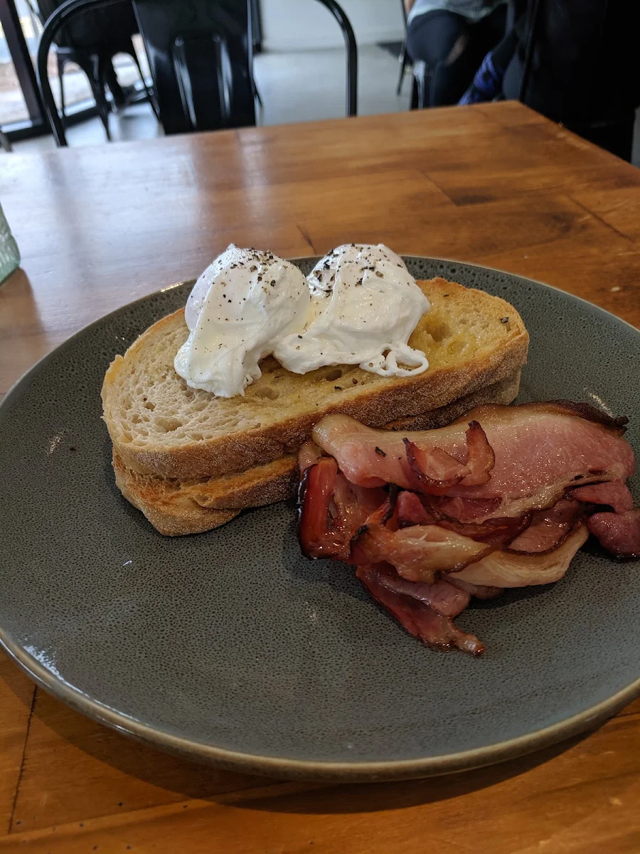 Poached Eggs Bacon and Toast
