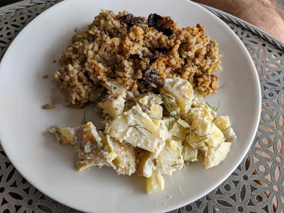 Potato Salad and Mushroom Risotto