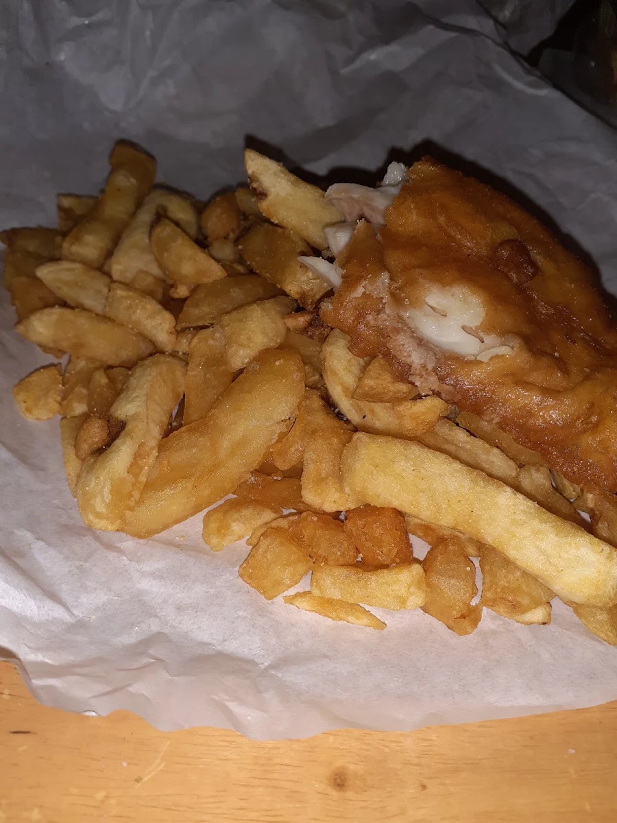 Fish and Chips with Greek Salad