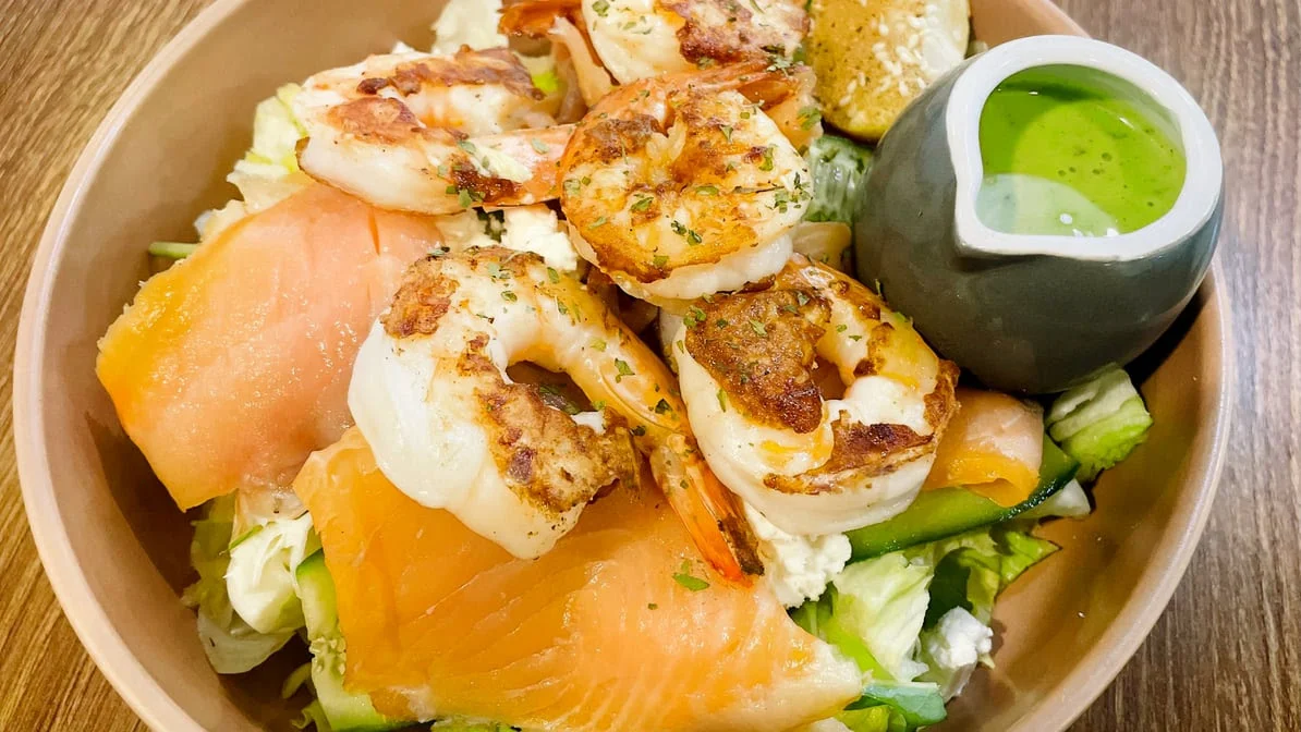 Grilled Prawn and Smoked Salmon Salad