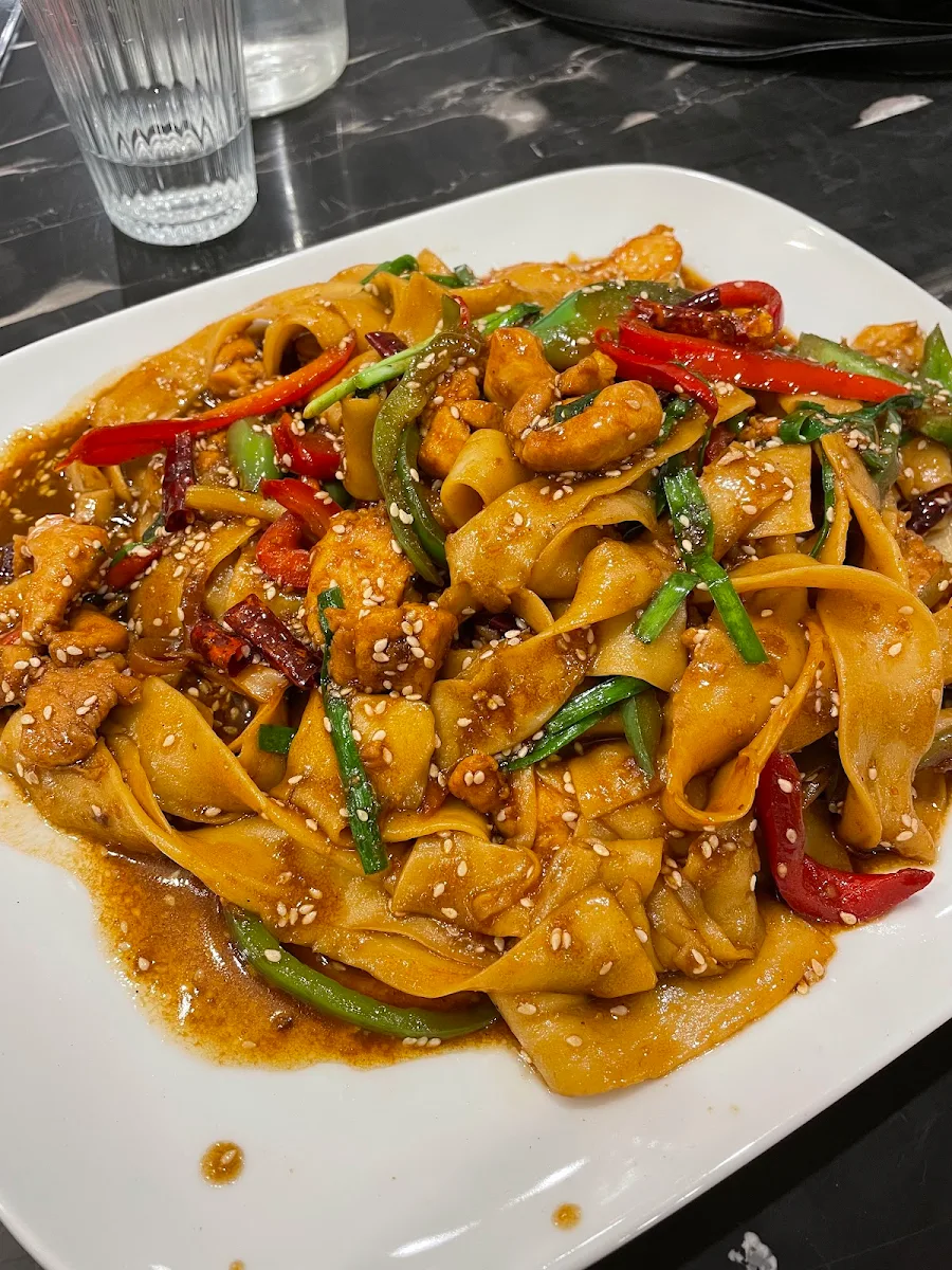 Stir Fried Spicy Sesame Chicken with Noodles