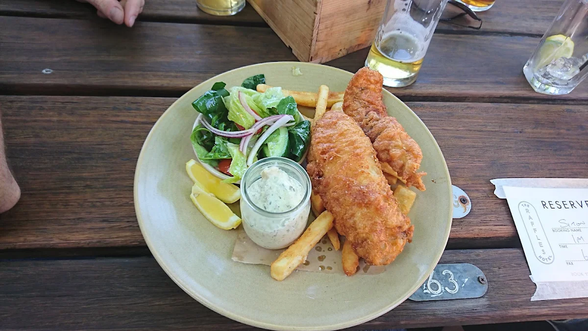 Beer Battered Fish & Chips Lemon Tartare & Salad Garnish