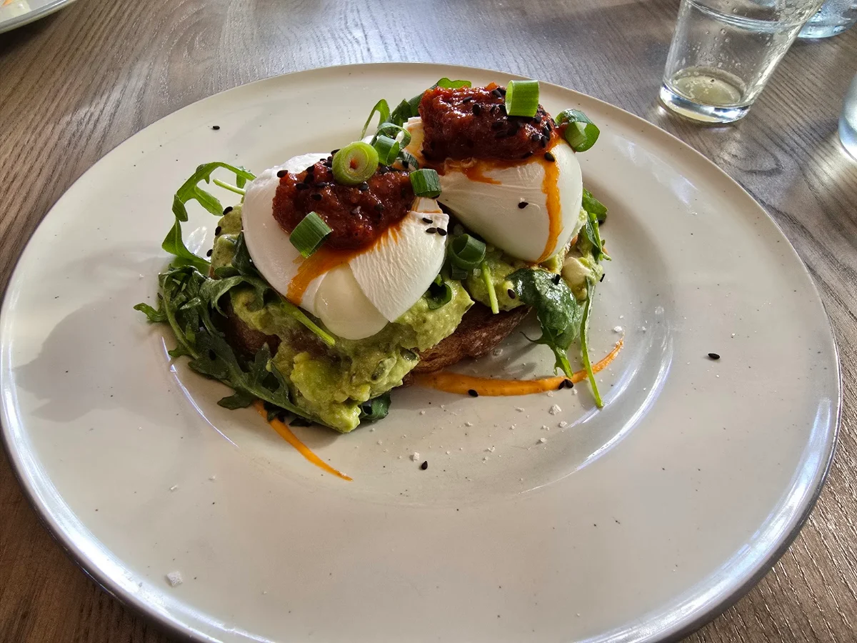 Poached Eggs with Smashed Avocado on Sourdough
