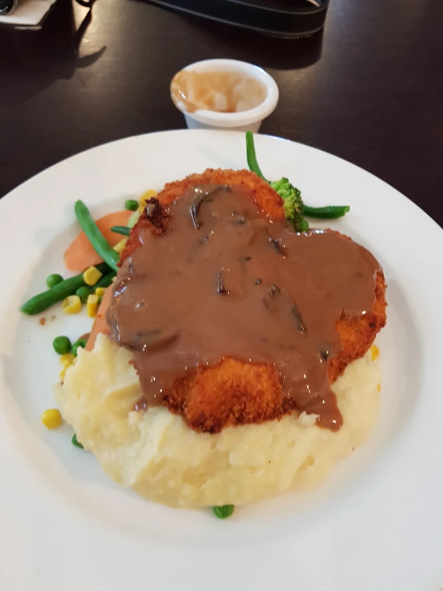 Chicken Schnitzel with Vegetables Mushroom Gravy