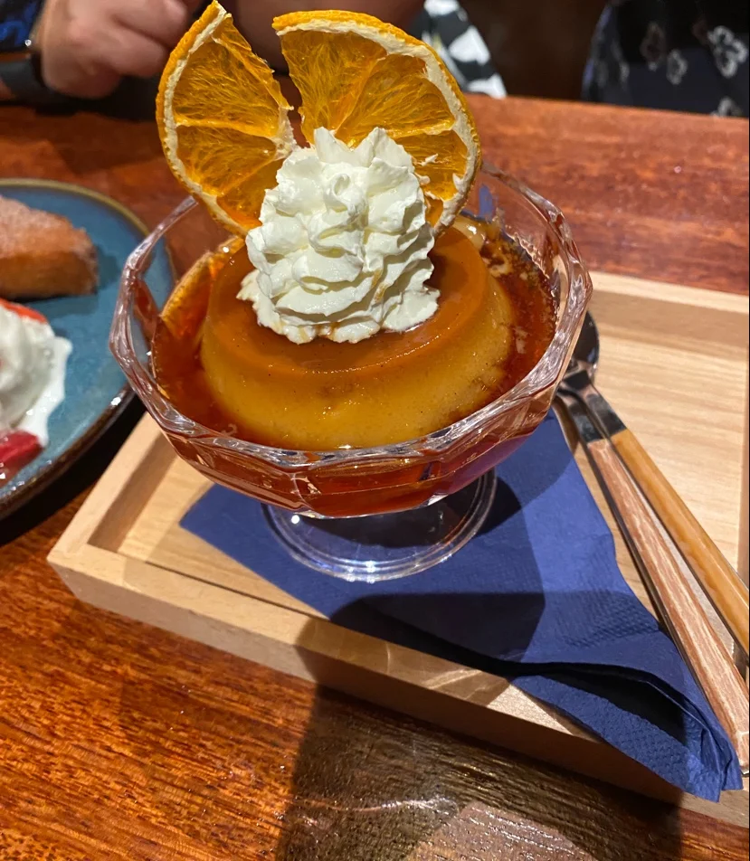 Caramel Custard with Whipped Cream