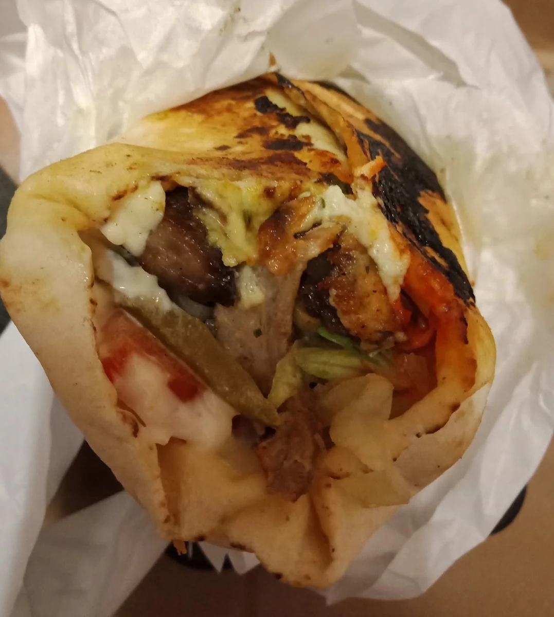 Lamb Pickles Garlic Sauce Salad Shawarma