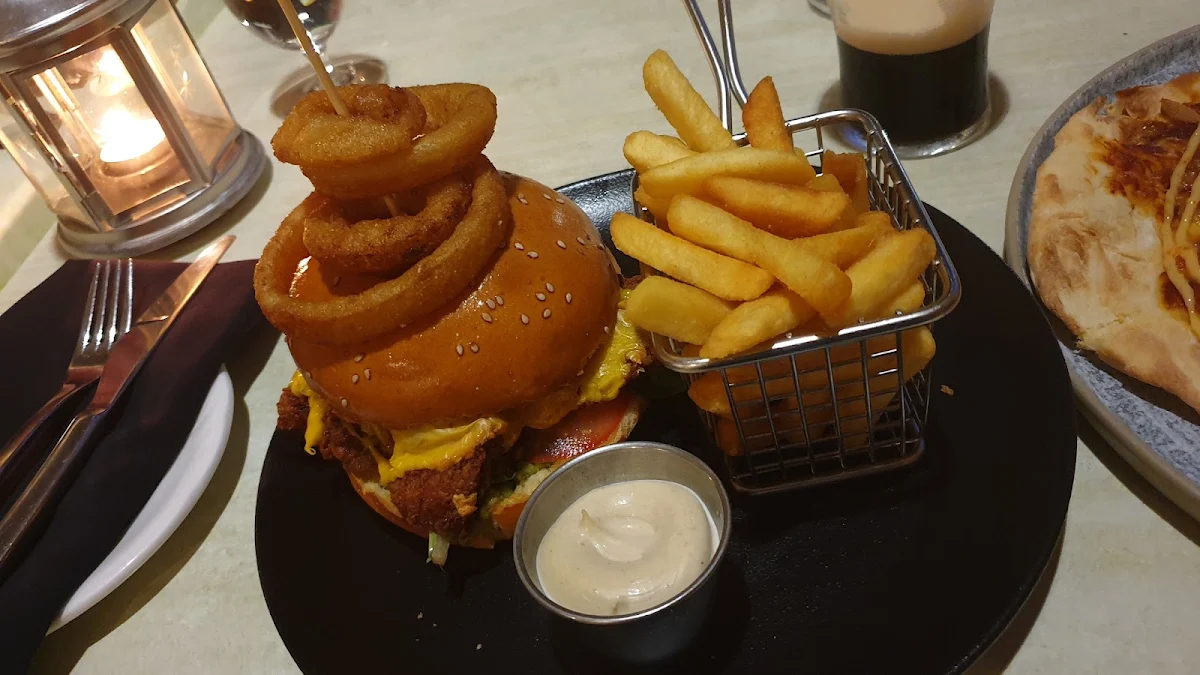 Burger Stack with Onion Rings