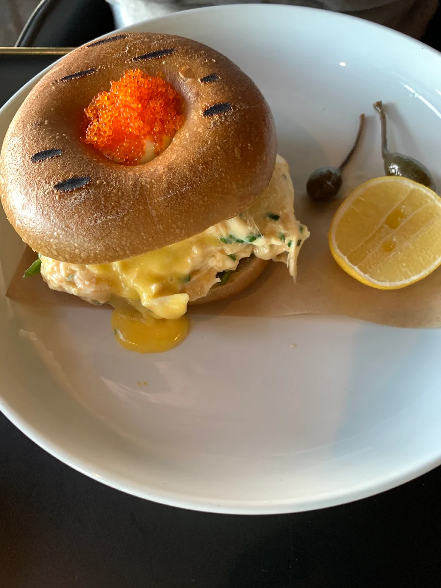 Bagel with Salmon and Scrambled Eggs
