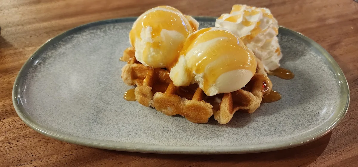 Waffle and Vanilla Ice Cream