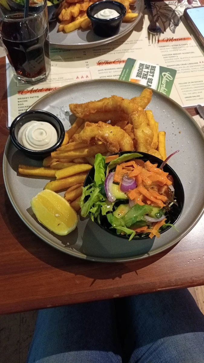 Fish & Chips, Churchills Sports Bar