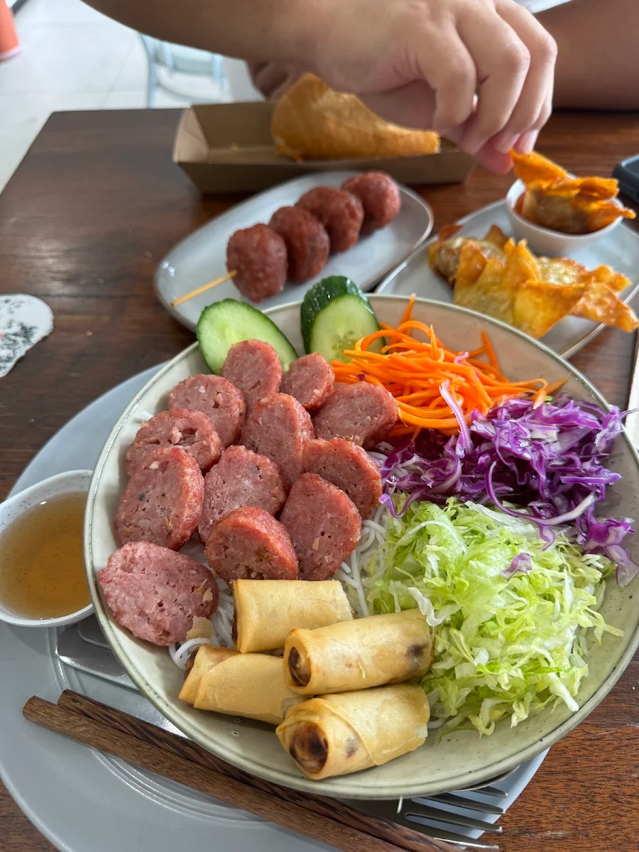 Nem Nuong Grilled Pork Balls & 2 Spring Rolls Noodle Salad