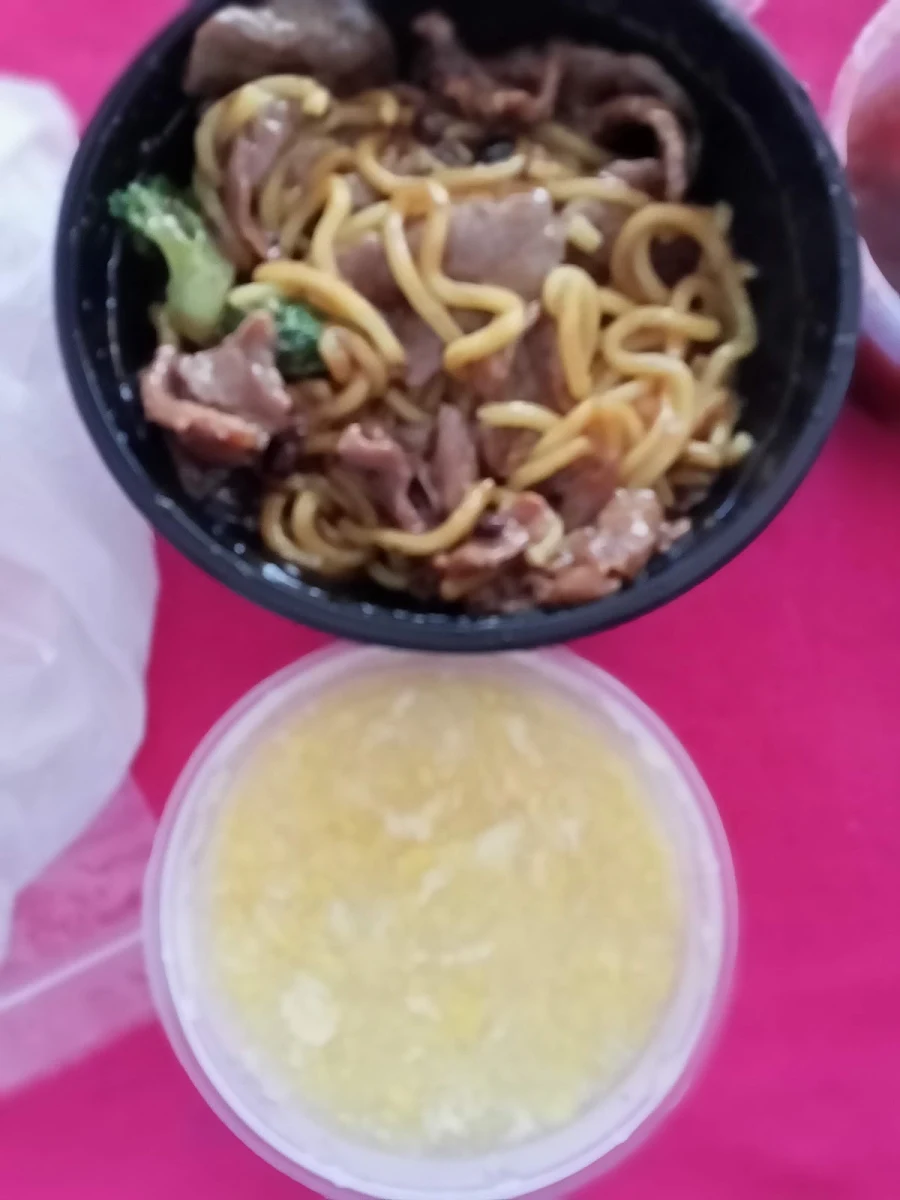 Chicken and Corn Soup and Beef Black Beans Noodles