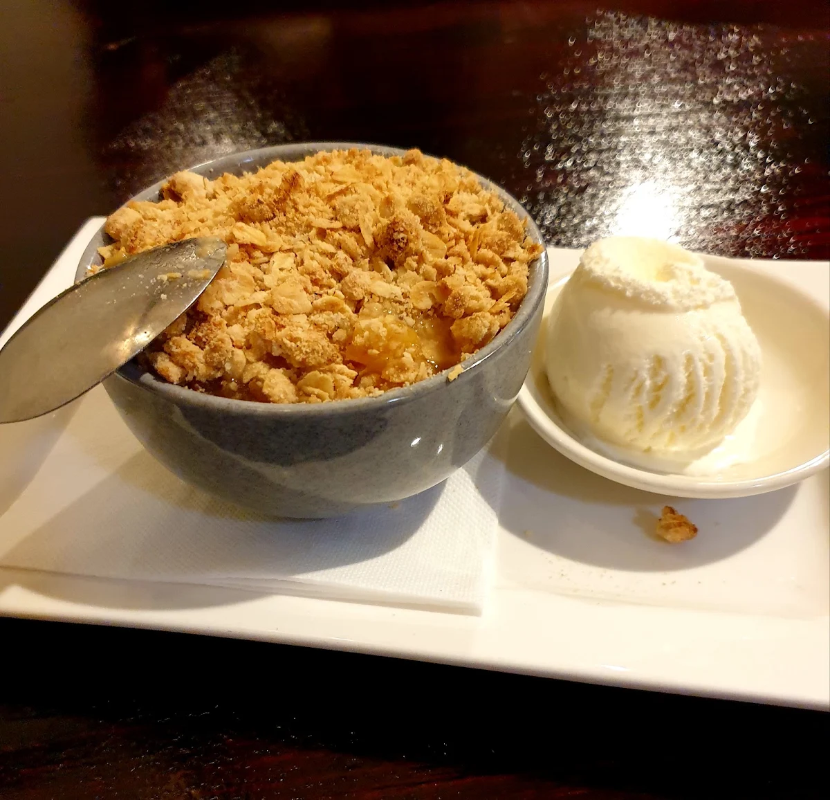Apple Crumble with Ice Cream