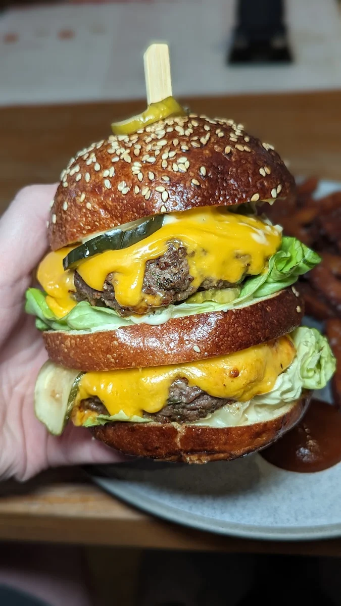 Beef Burger Double, Frenchies Bistro and Brewery
