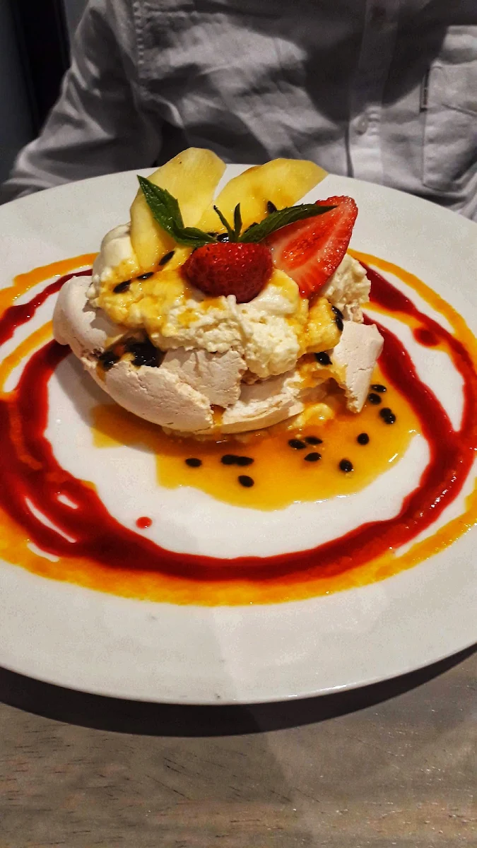 Passion Fruit and Strawberry Pavlova