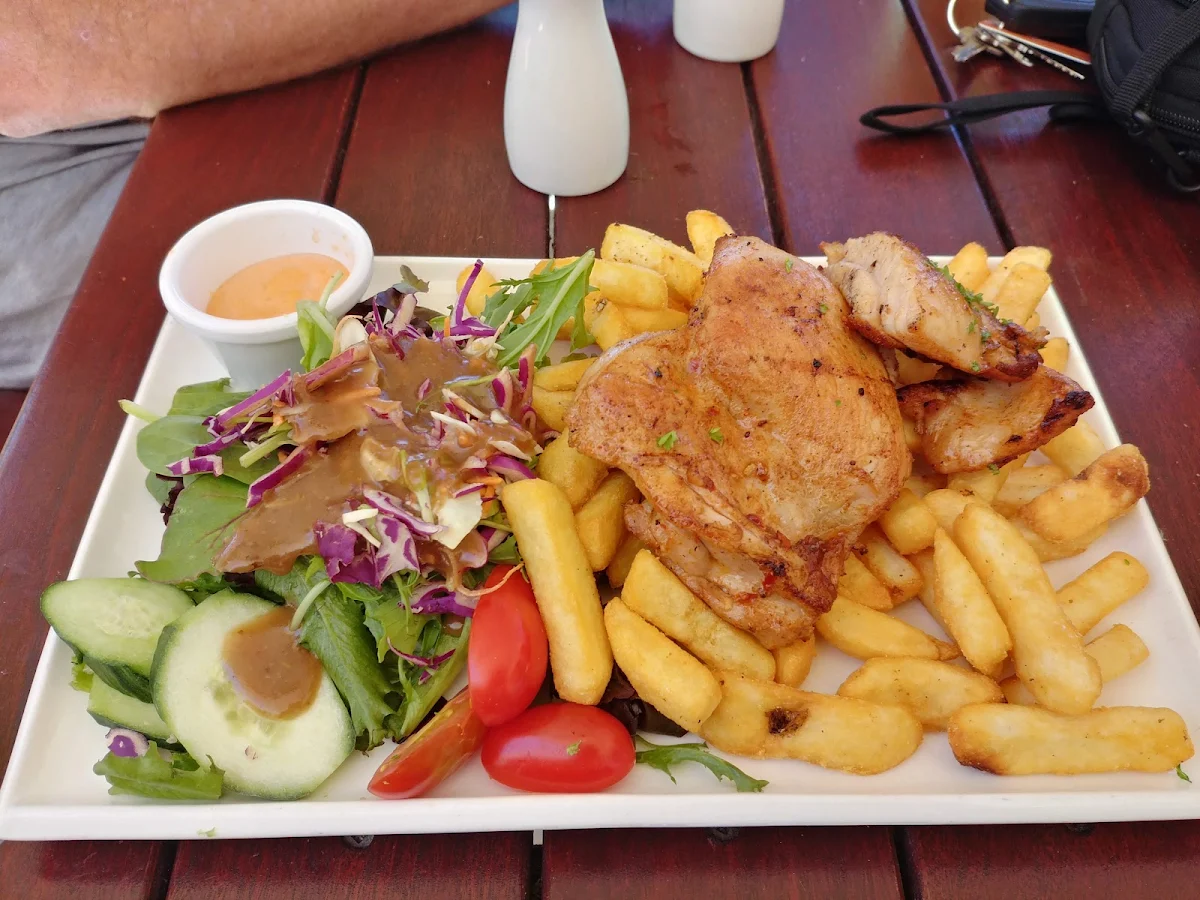 Grilled Chicken with Chips and Salad