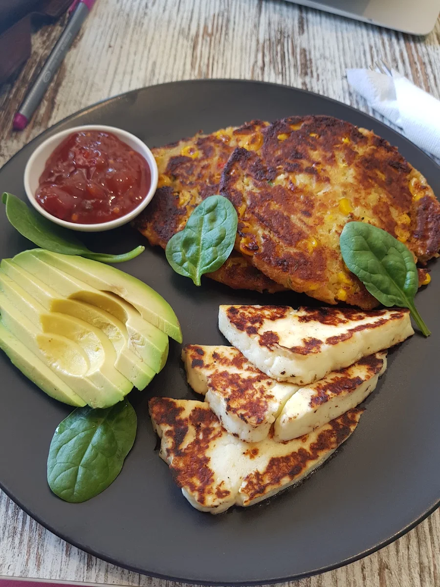 Corn Fritters with Haloumi