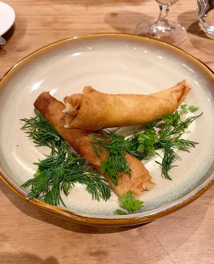 Smoked Chicken Cigars Myrtle Aioli Fine Herb Salad