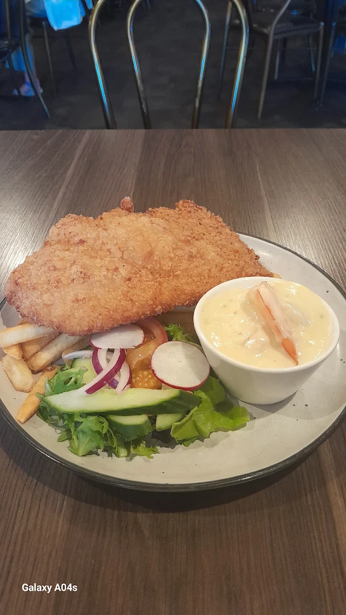 Chicken Snitty with Prawn Topping