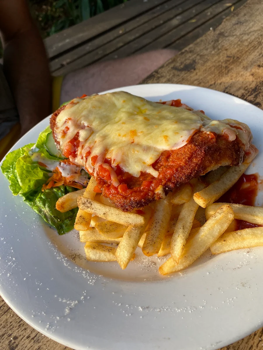 Chicken Snitzel Chips, Mallacoota Bistro hotel