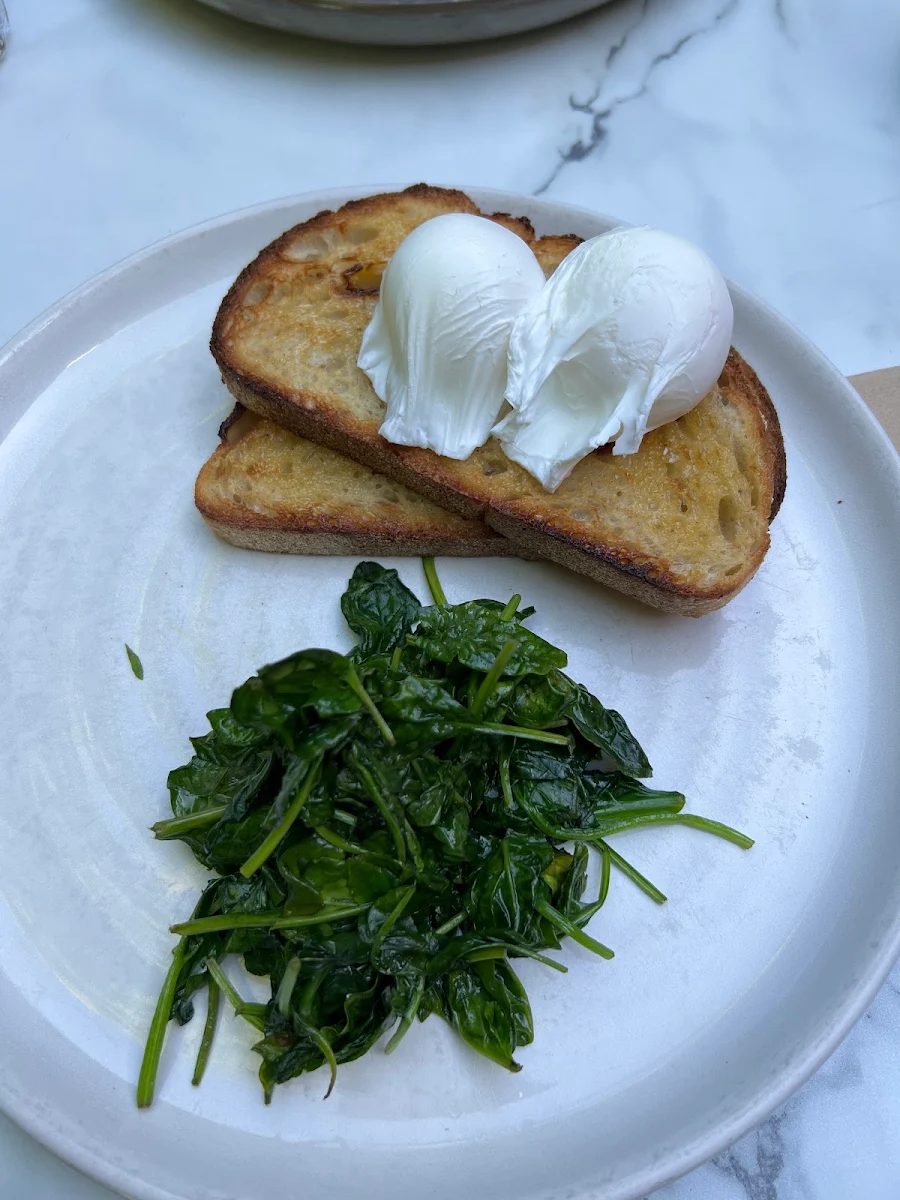 Toast w Poached Eggs and Spinach
