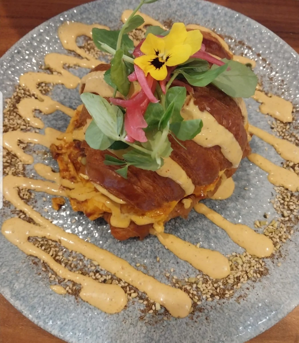 Chilli Scrambled Croissant with Potato Rosti