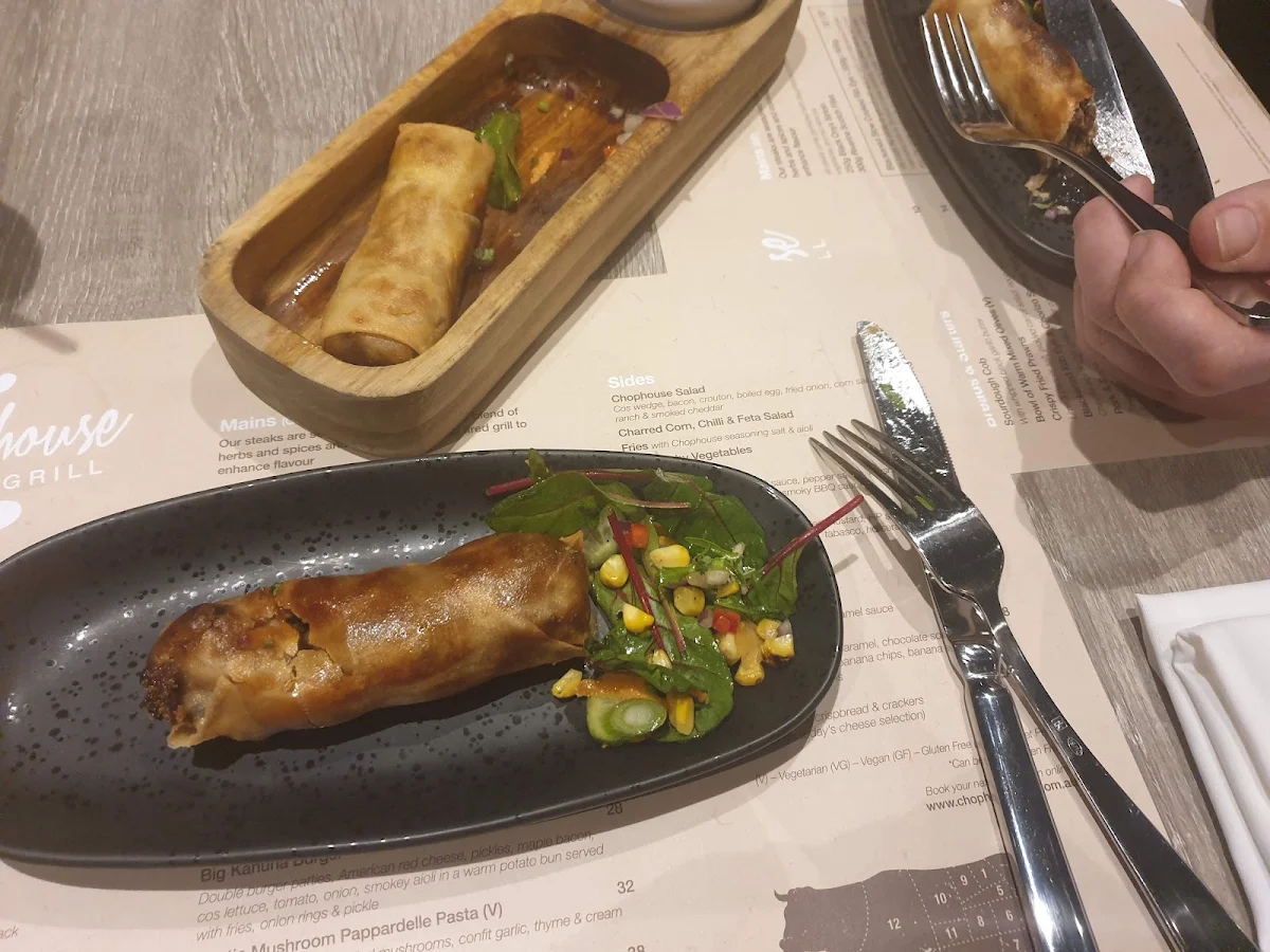 Chorizo and Blackened Rib Eye Spring Roll