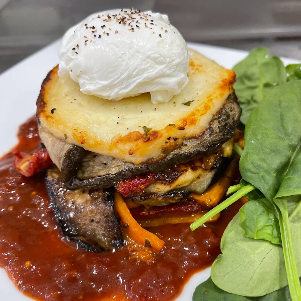 Roasted Veggie Stack, Honest vine Cafe