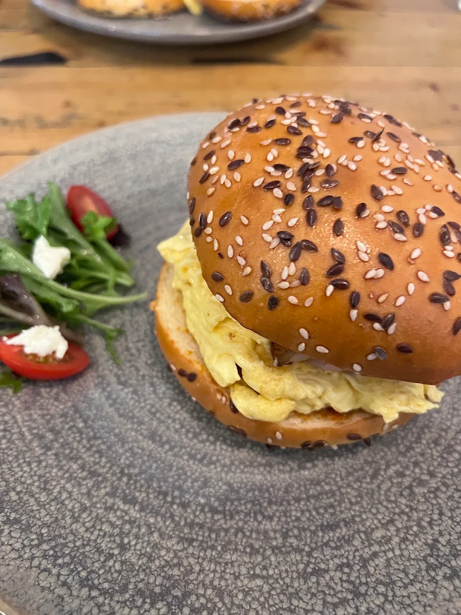 Bacon and Egg on Brioche Roll