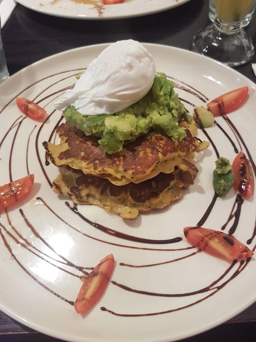 Corn Fritters Stack, L'Affogato Caffe