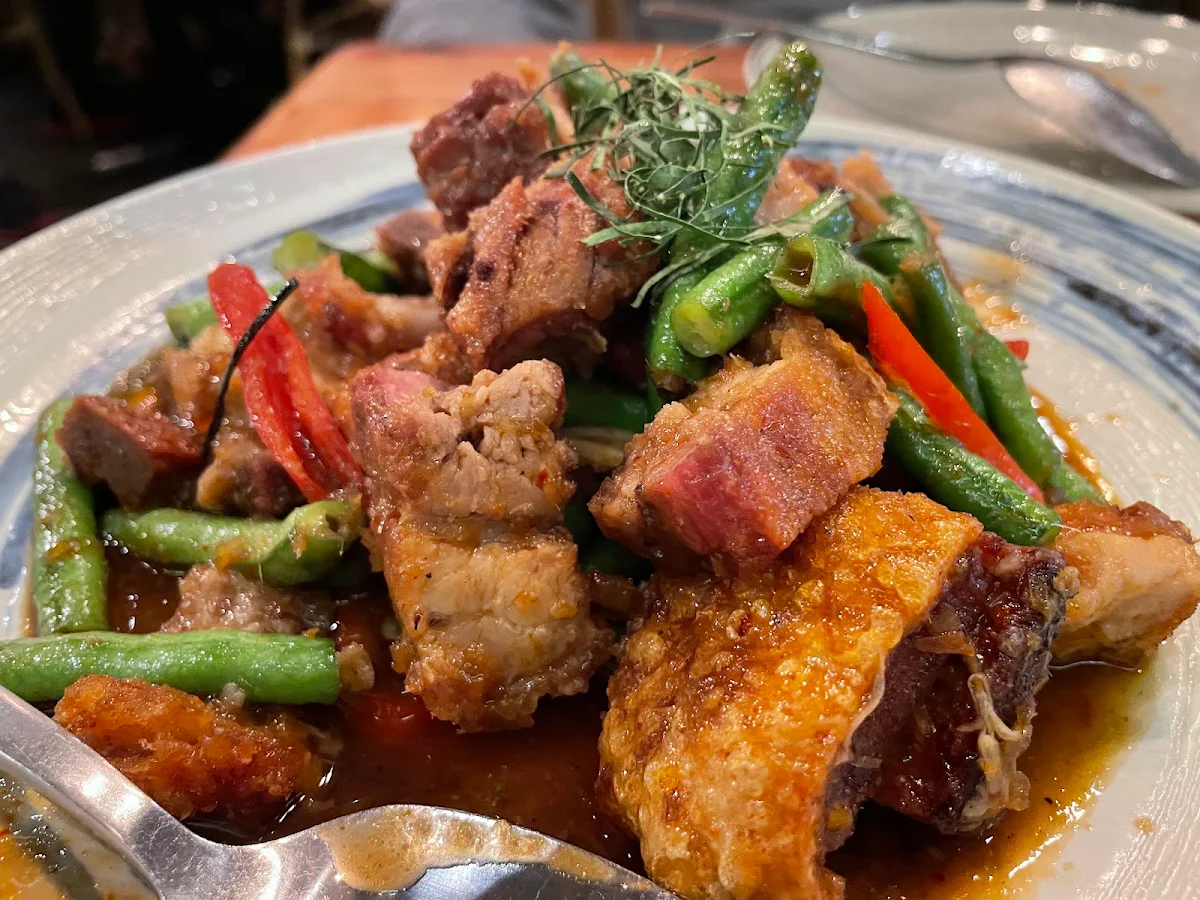 Crispy Pork Belly with Prik Khing Sauce
