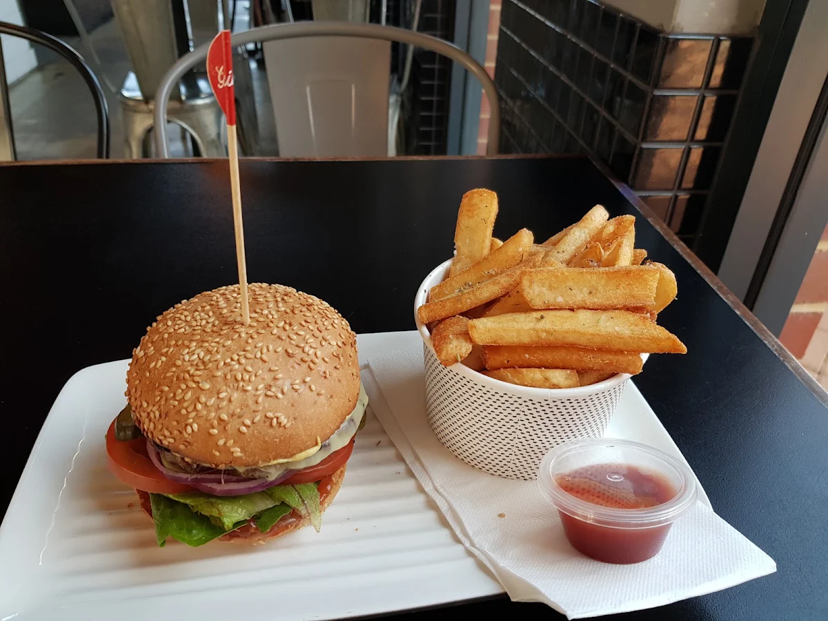 Beef Burger and Fries