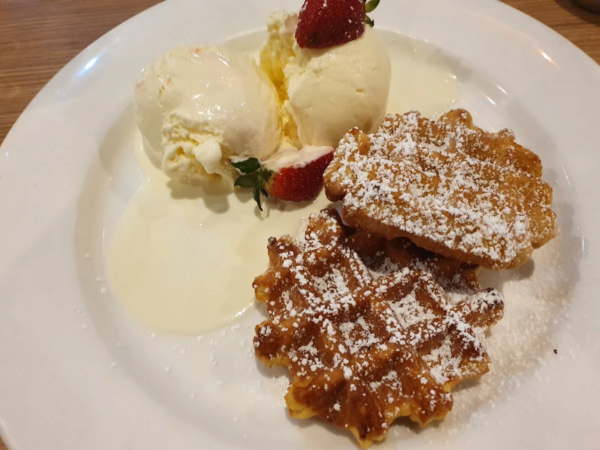 Waffles with Vanilla Ice Cream