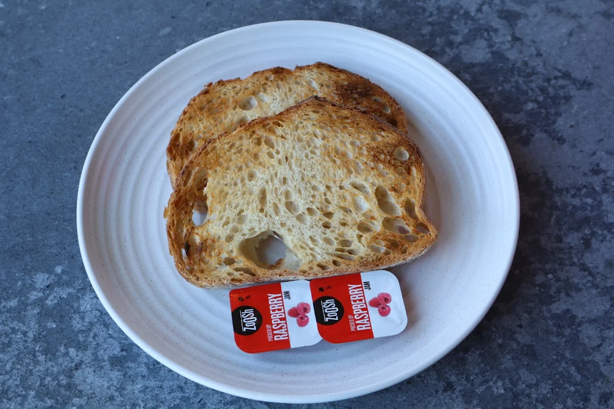 Toasted Sourdough with Jam and Butter Vegemite Peanut Butter Gluten Free 1 00 Fruit Toast 1 00