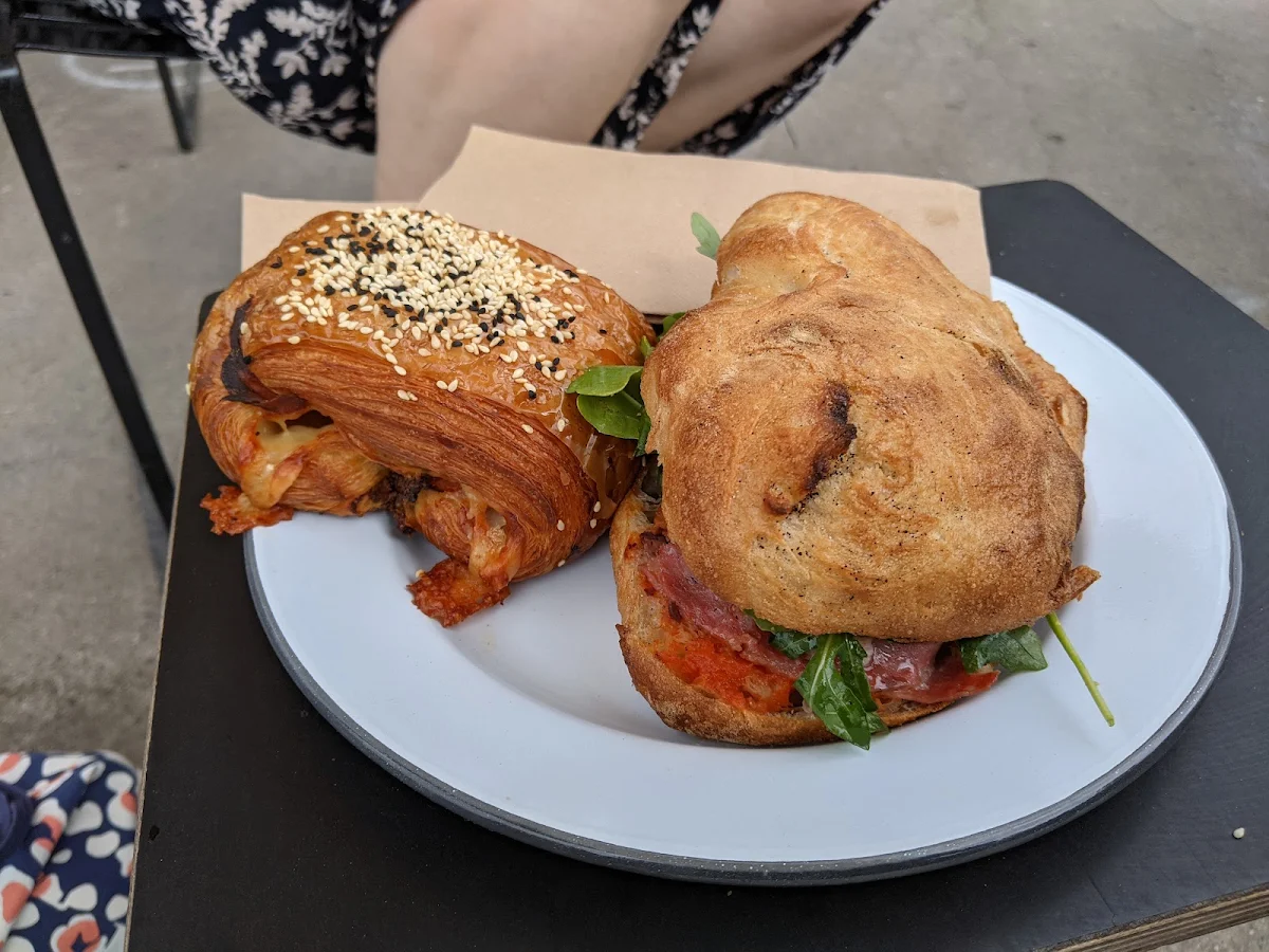 Ham and Cheese Croissant and Salami Olive Sandwich