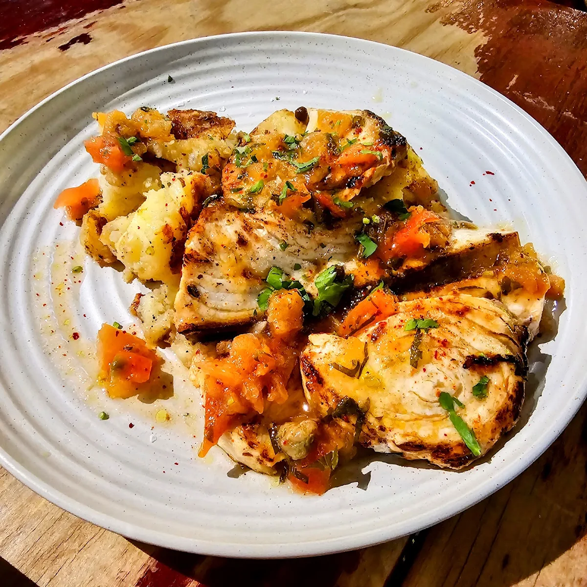 Seared Swordfish, Claypots Barbarossa