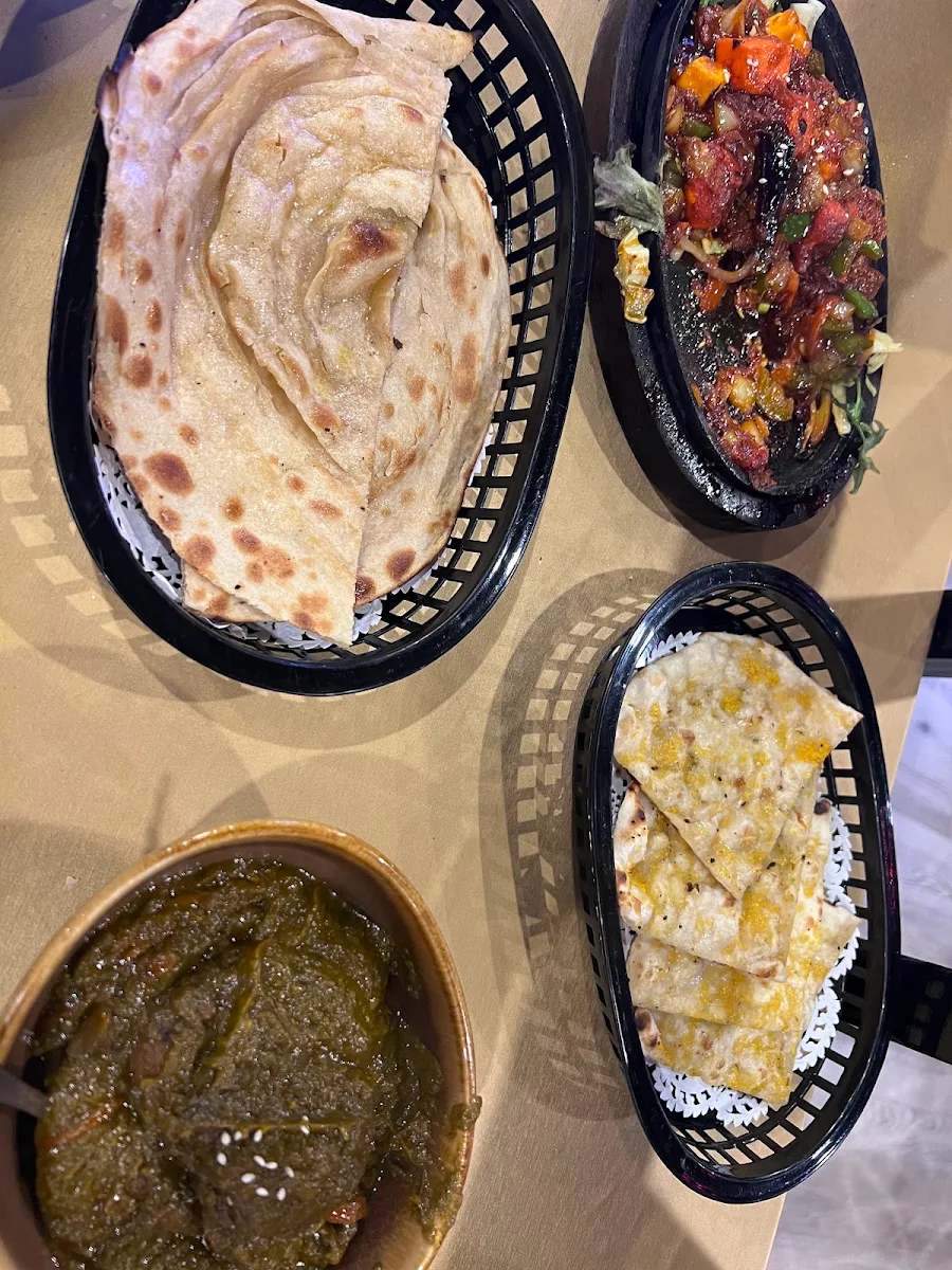 Indian Fried Rice a Garlic and Cheese Naan