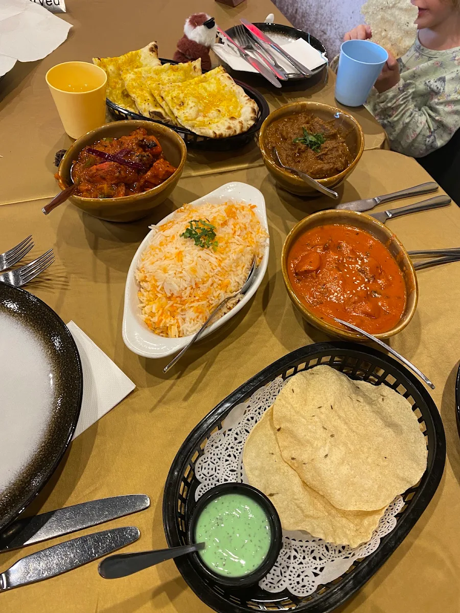 Rice with Butter Chicken Chicken Masala Lamb Korma