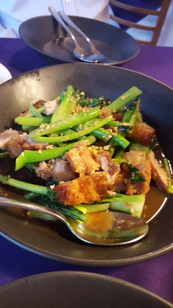 Crispy Pork Belly with Chinese Broccoli