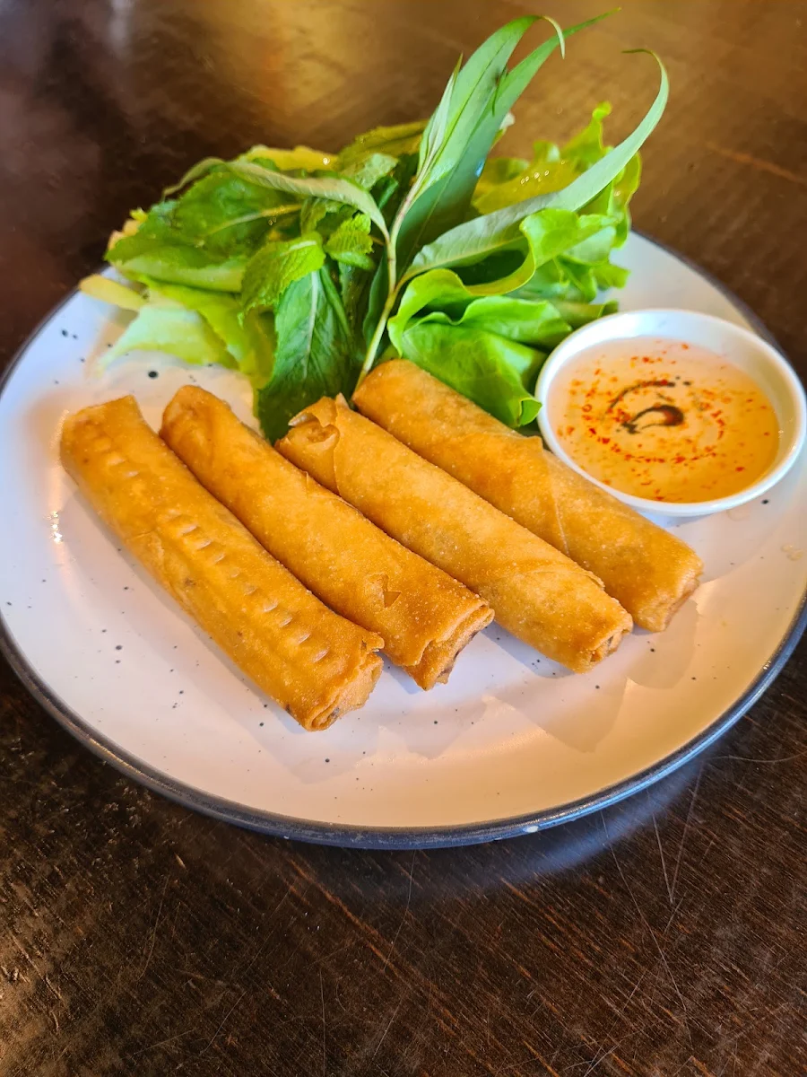 Viet Square Crab Spring Rolls on Vermicelli