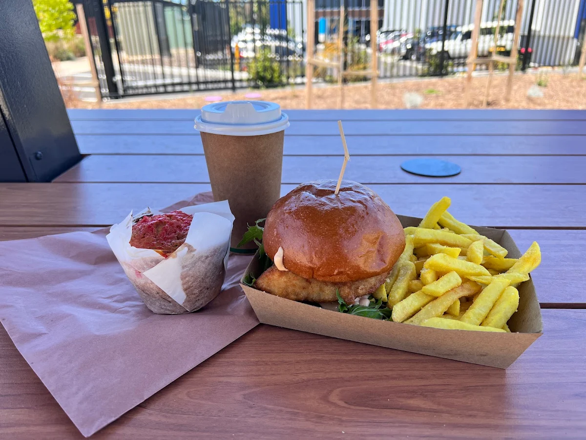 Chicken Works Burger with Chips