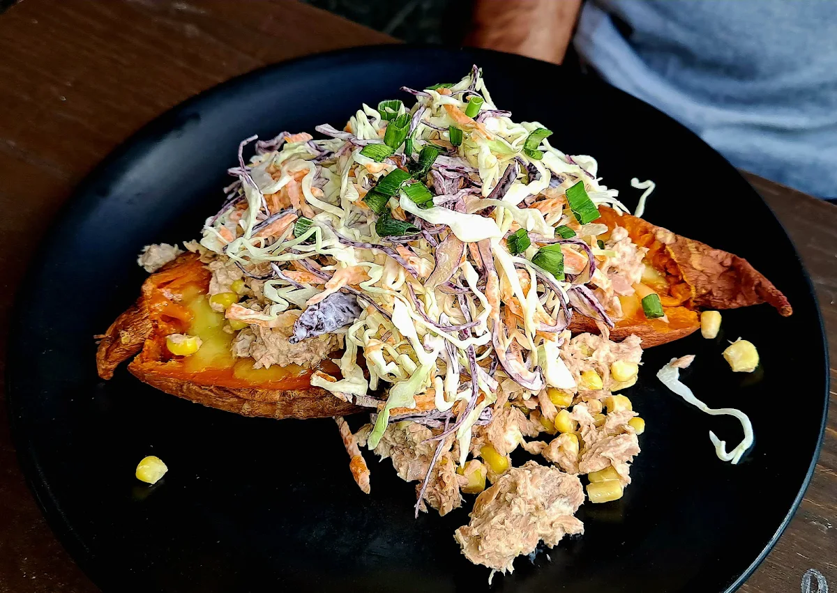 Tuna Baked Sweet Potato with Coleslaw Salad