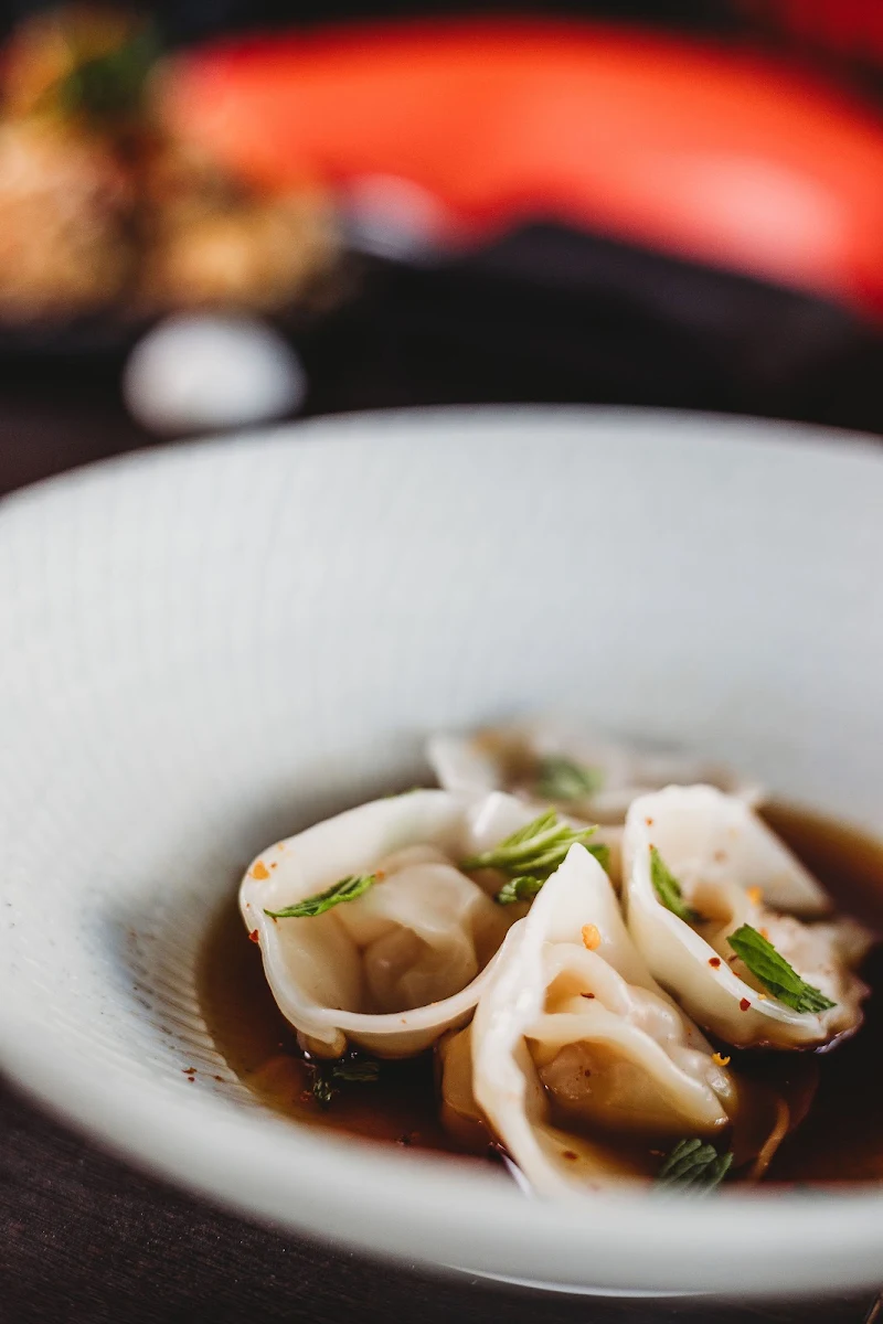 Handmade Steamed Prawn and Pumpkin Dumplings Prawn Broth