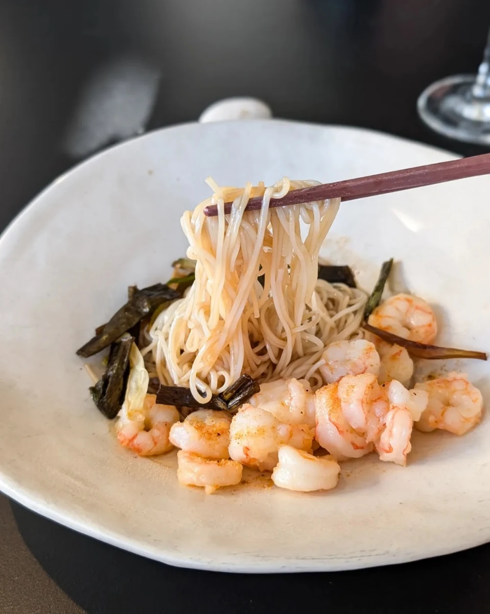 Steamed Medley of Seafood w Glass Noodles Salted Lemon and Herbs