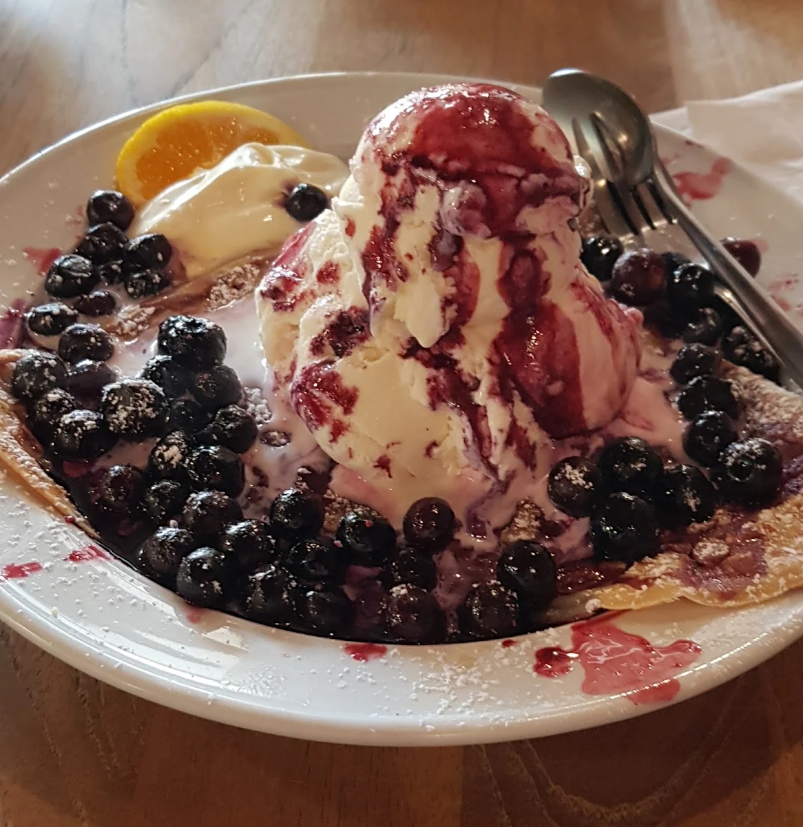 Blueberry Crepe, Panache Cafe and Creperie